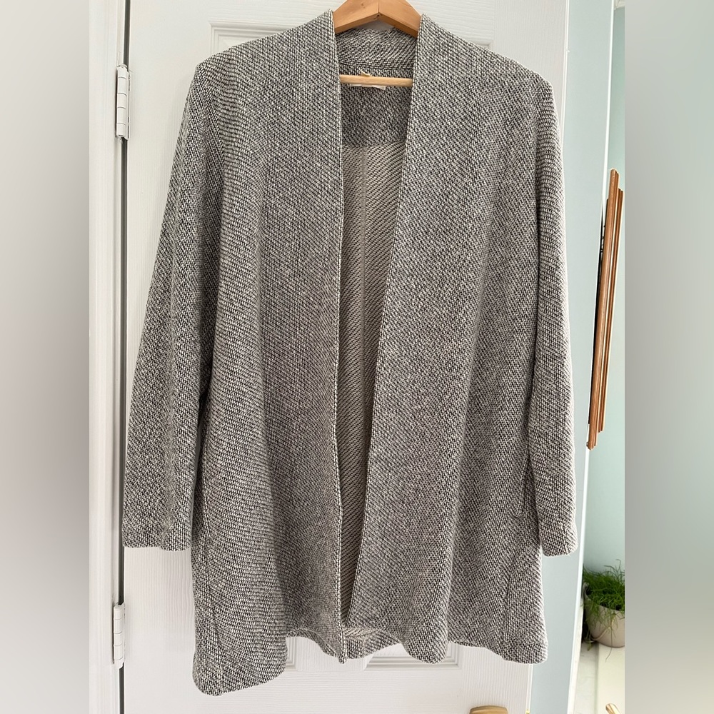 Eileen Fisher Gray Open-Front Knit Blazer